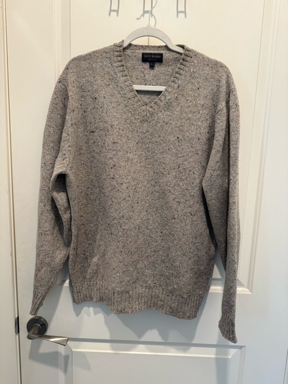 Scott Barber V-neck sweater Italy 100% Wool Men Size L